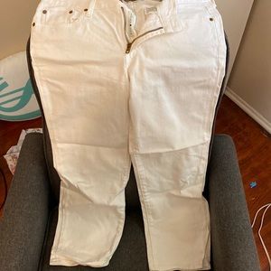 Cropped white jeans